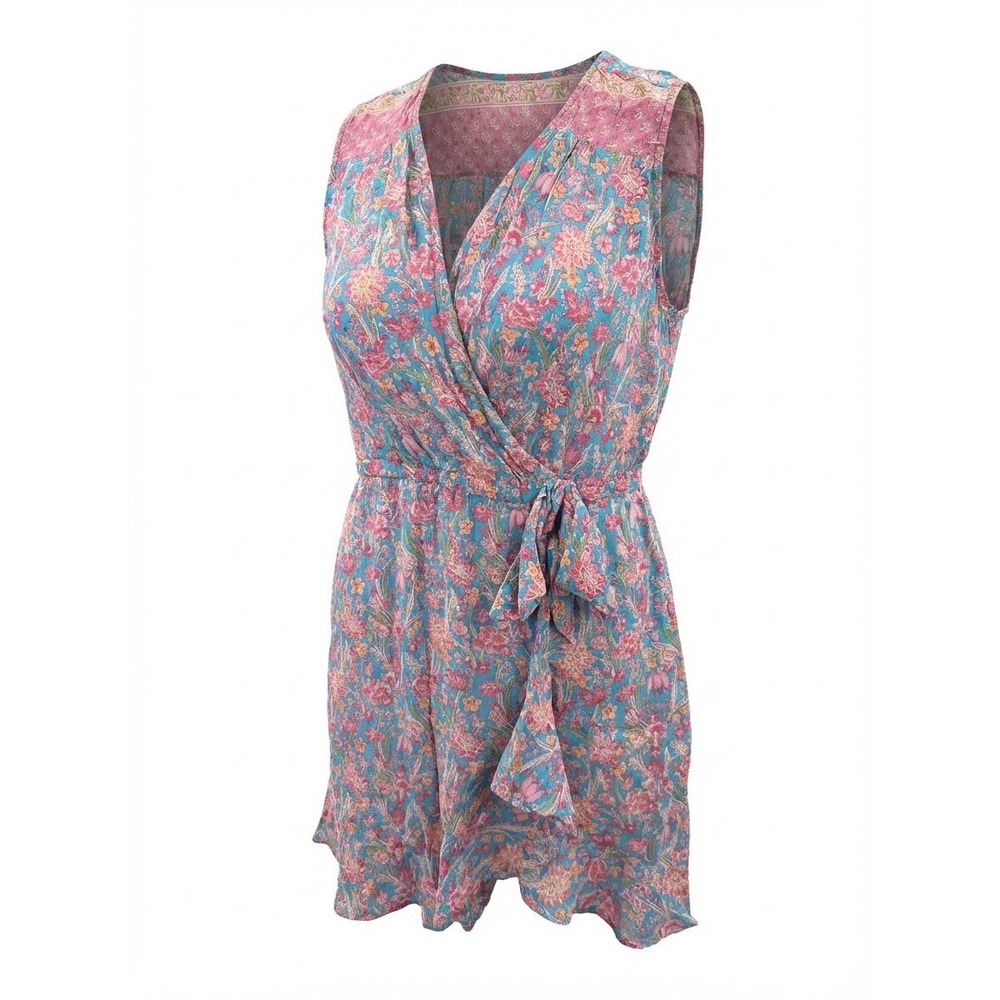 Plenty by Tracy Reese Turquoise Floral Wrap‎ Dress Ruffle Hem Tie Waist XL